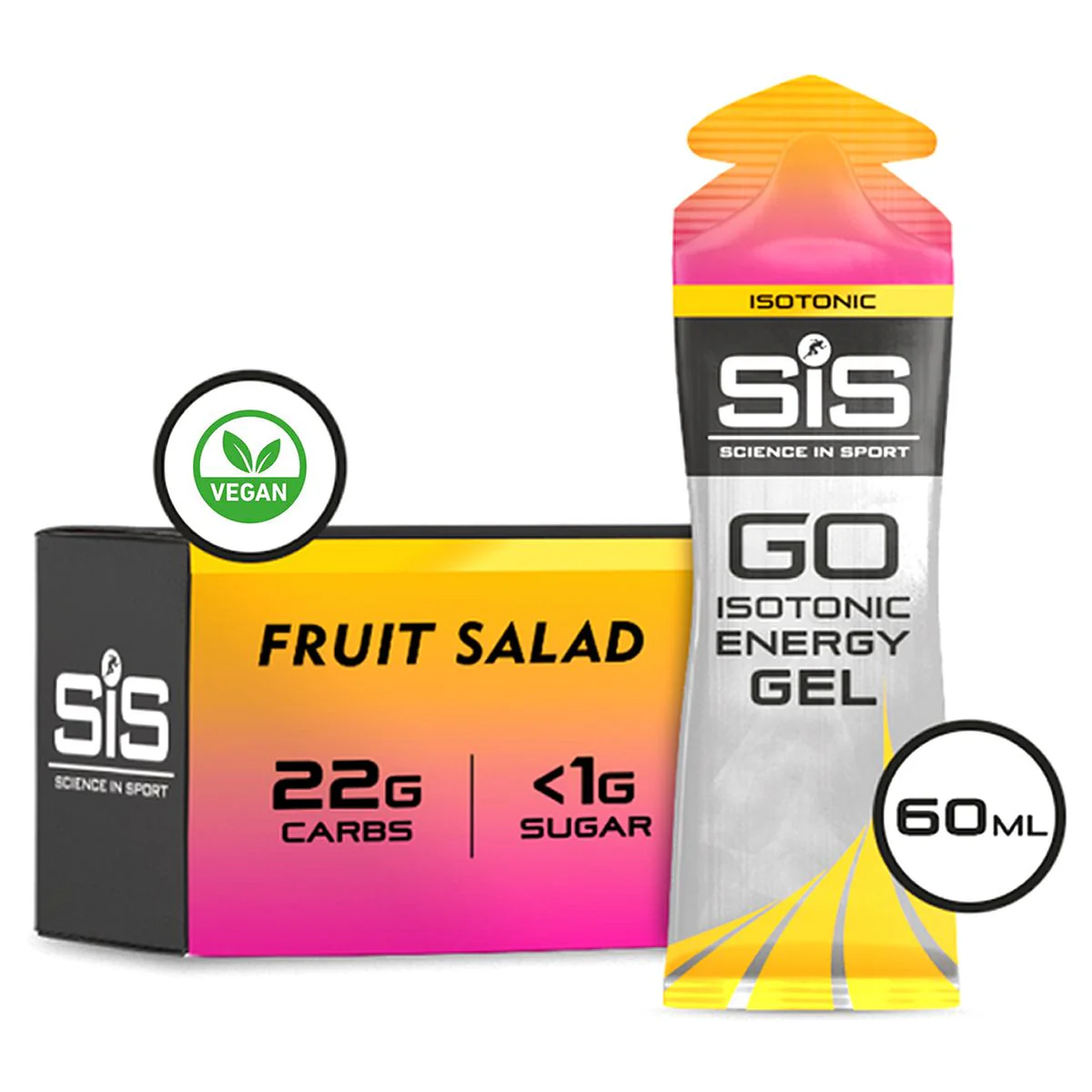 Caja SIS Gel GO Isotónico Ensalada Fruta 60ml 30U