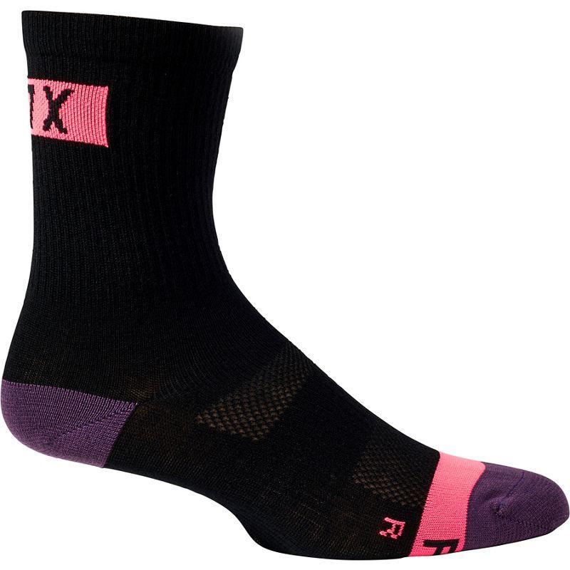 Calcetines Bicicleta Mujer Flexair 6 Negro/Rosado Fox Racing