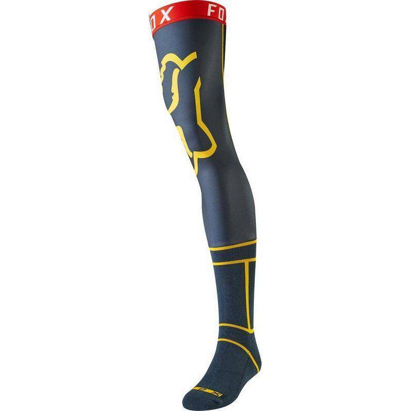 Calcetines Moto Knee Brace Azul Marino/Amarillo Fox Racing