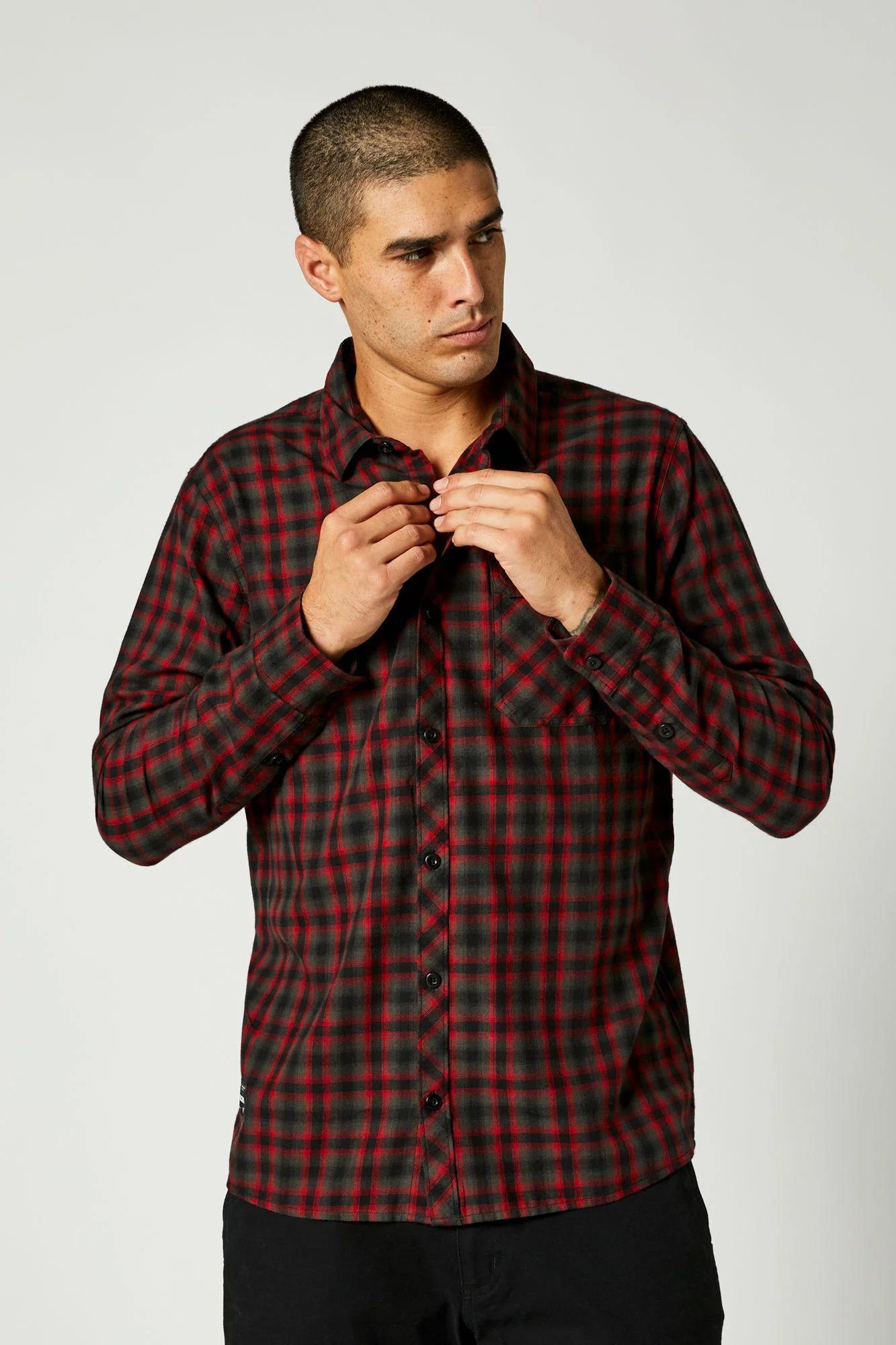 Camisa Lifestyle Reeves Negro/Rojo Fox Racing - Image 3