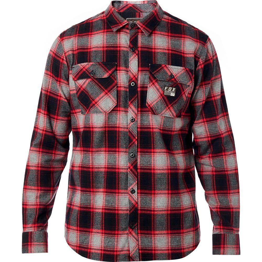 Camisa Lifestyle Traildust Flannel Gris Rojo Fox Racing. - Image 4