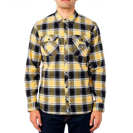 Camisa Lifestyle Traildust Flannel Negro Amarillo Fox Racing.