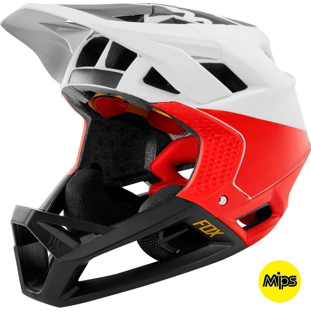 Casco Bicicleta Proframe Pistol Blanco Negro Rojo Fox Racing.