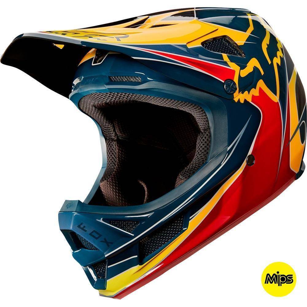 Casco Bicicleta Rampage Pro Carbon Kustom Rojo Amarillo Fox Racing