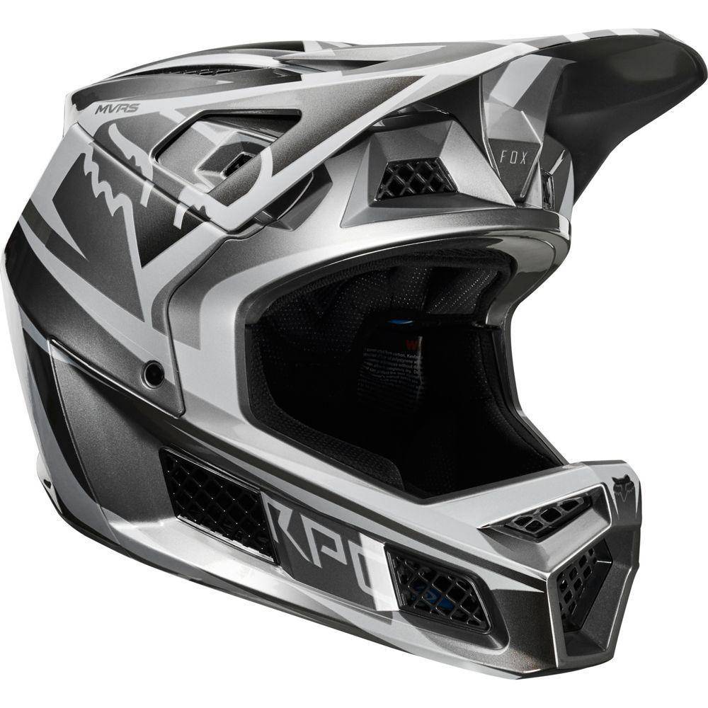 Casco Bicicleta Rampage Pro Carbon Plateado Fox Racing.