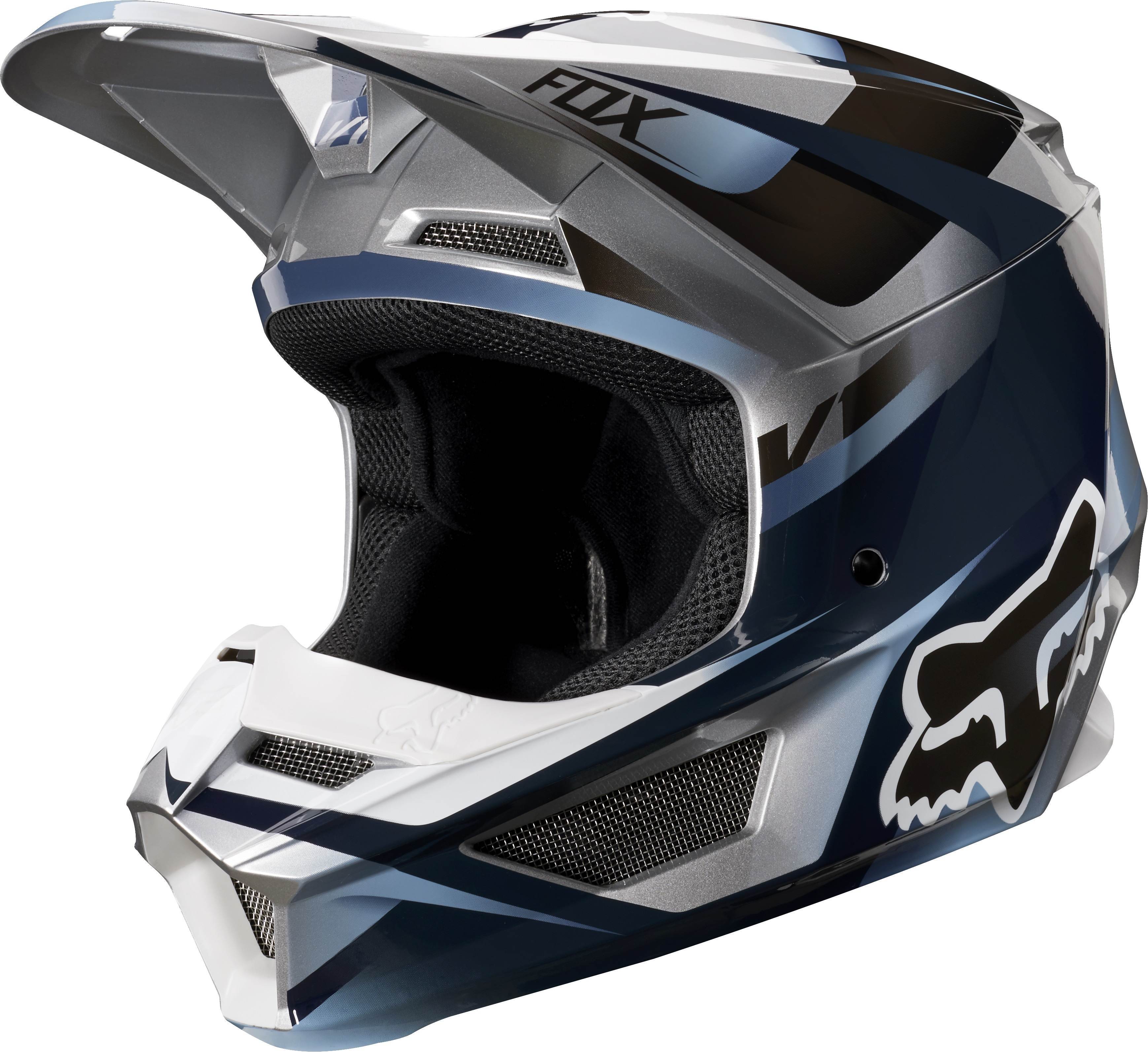Casco Moto Niño V1 Motif Azul Gris Fox Racing. - Image 2
