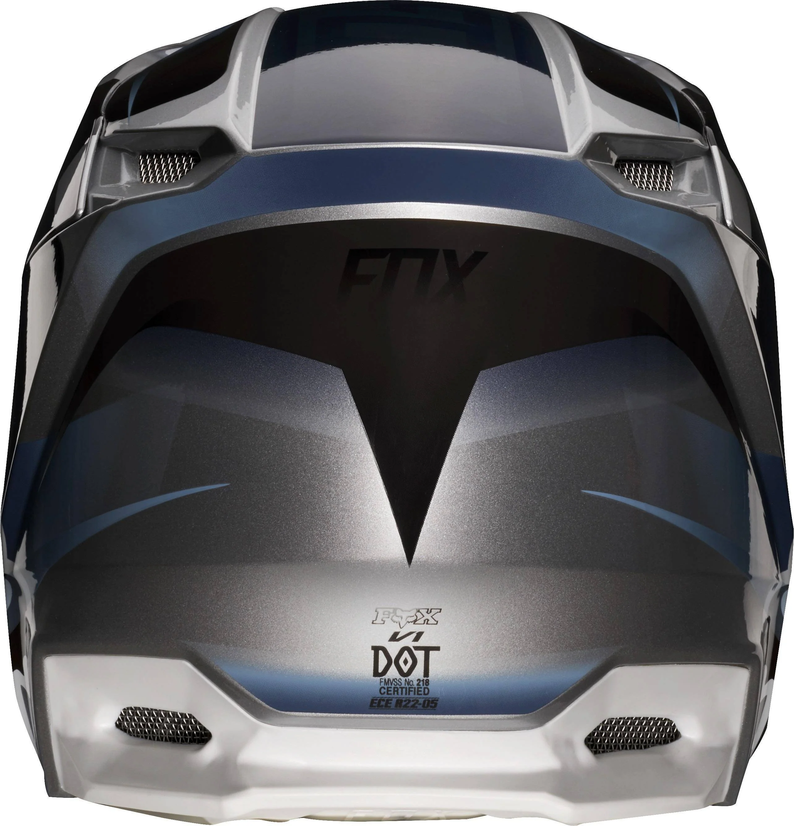 Casco Moto Niño V1 Motif Azul Gris Fox Racing. - Image 3