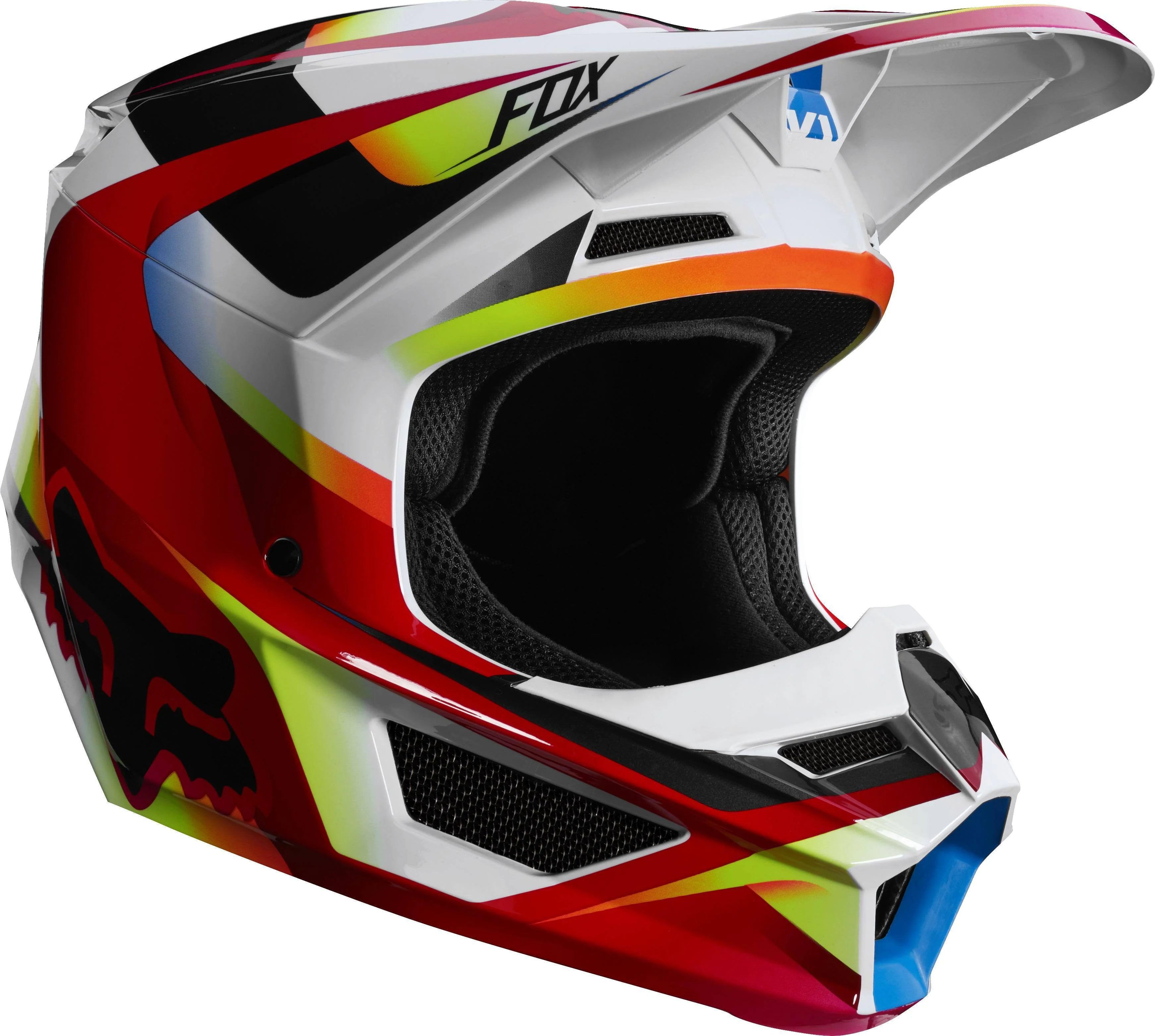 Casco Moto Niño V1 Motif Rojo Blanco Fox Racing.