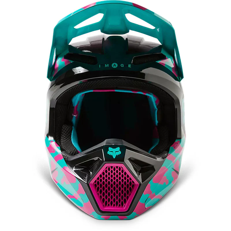 Casco Moto Niño V1 Nuklr Celeste/Rosado Fox - Image 5