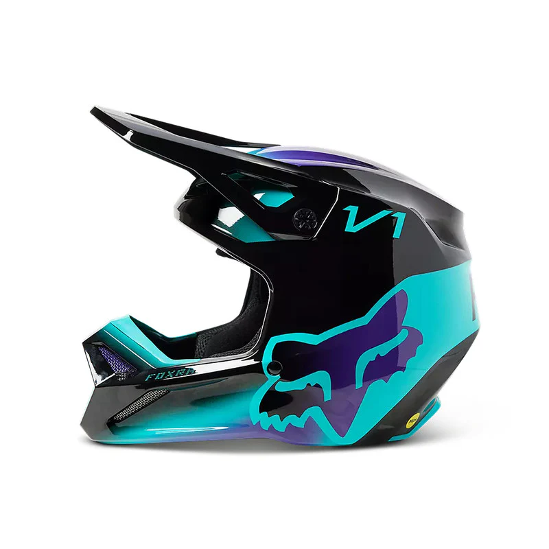 Casco Moto Niño V1 Toxsyk Negro/Celeste Fox - Image 2