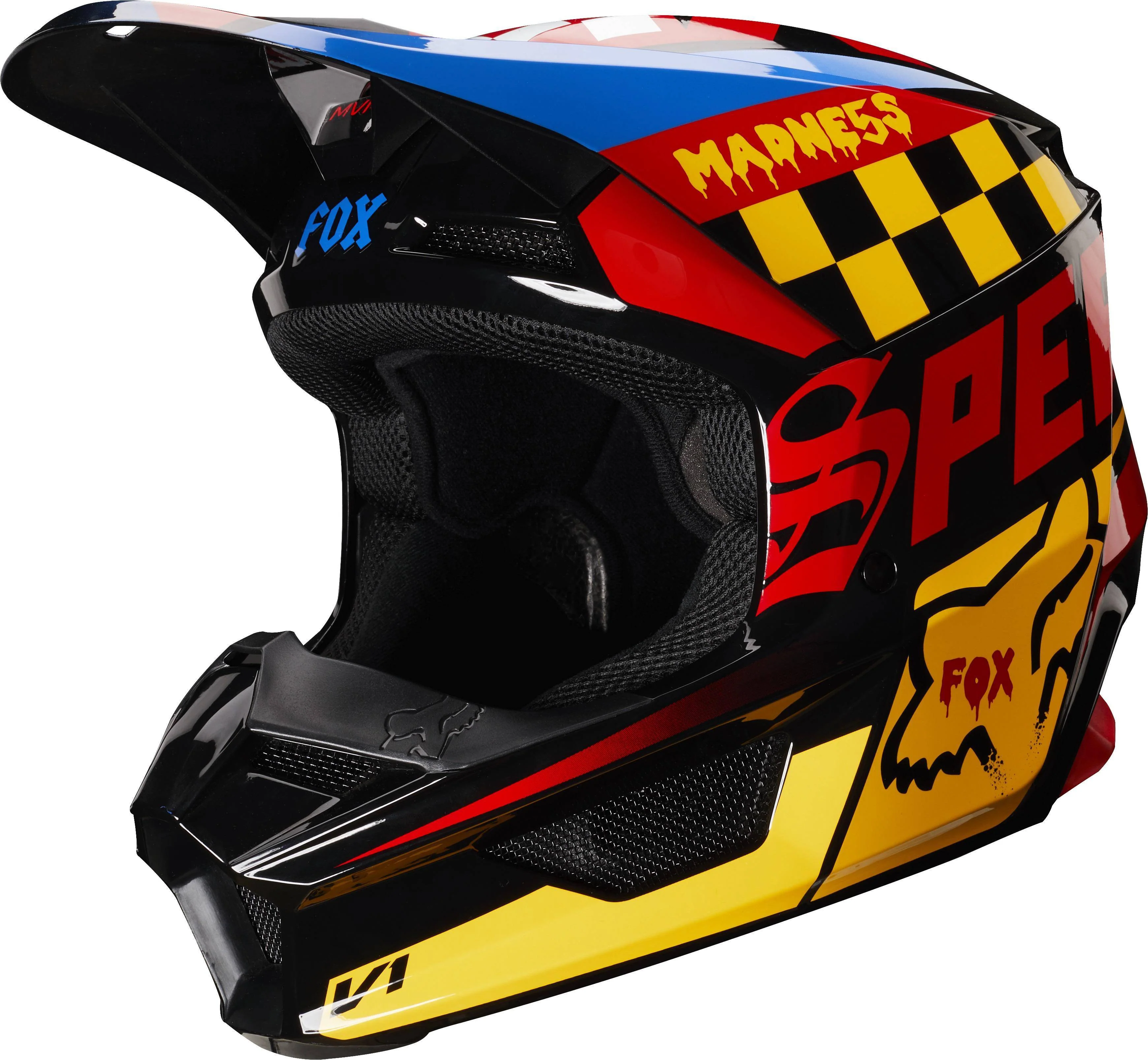 Casco Moto V1 Czar Negro Amarillo Fox Racing. - Image 2
