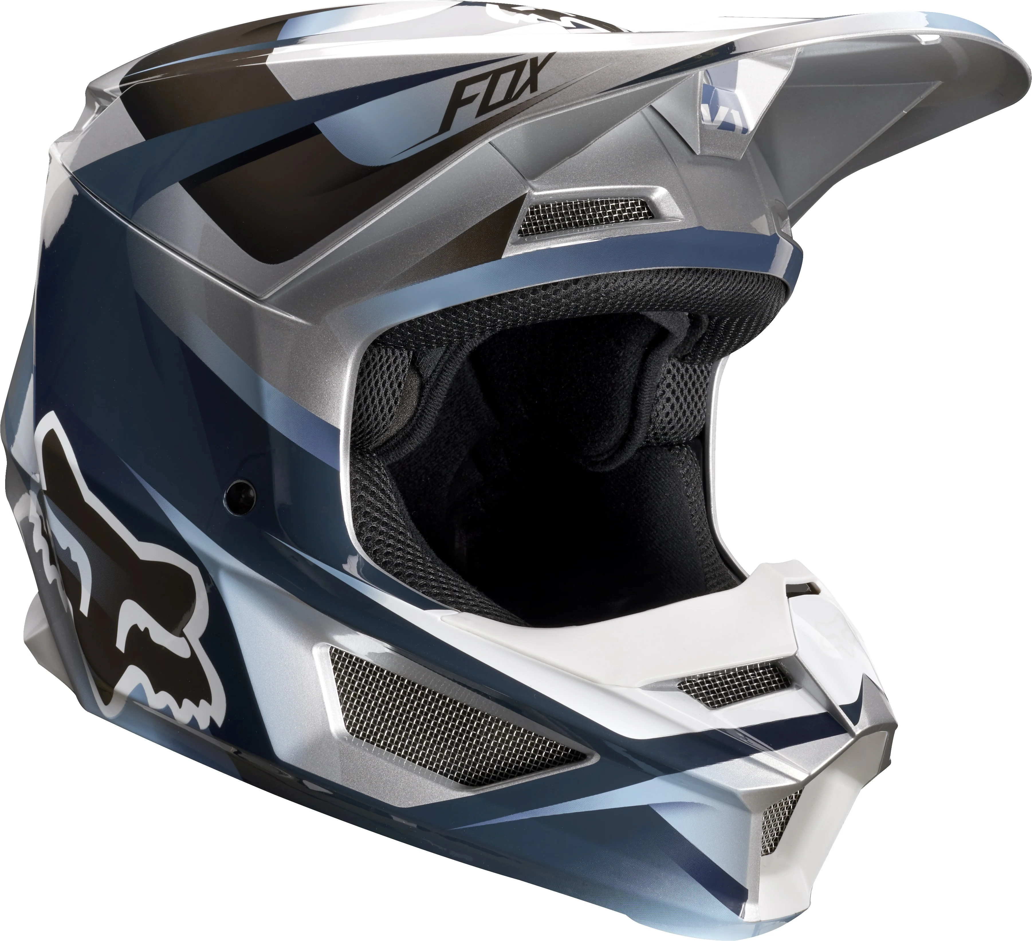 Casco Moto V1 Motif Azul Gris Fox Racing