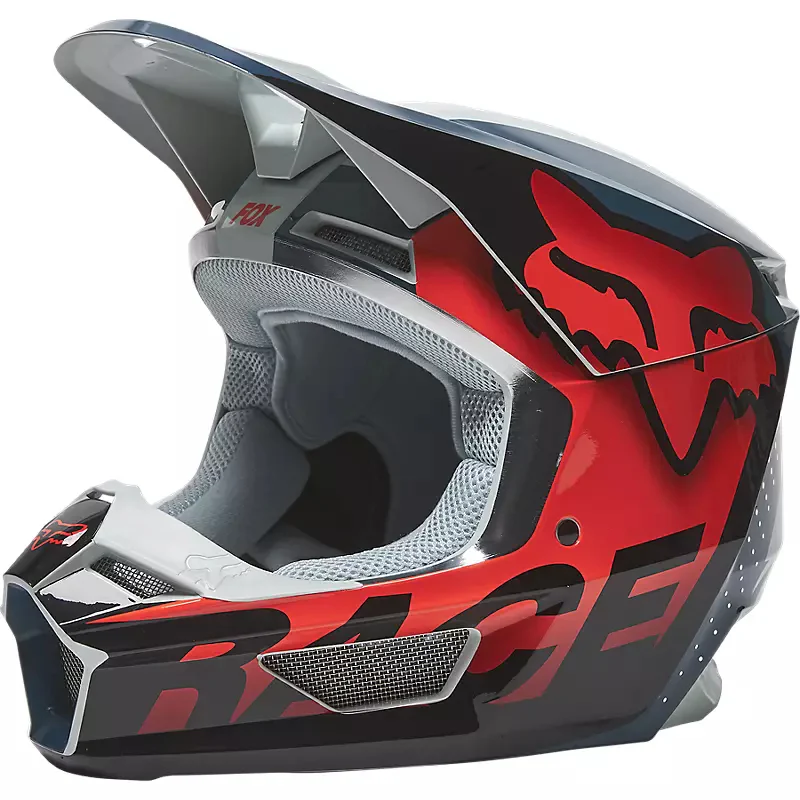 Casco Moto V1 Trice Gris/Naranjo Fox Racing - Image 2