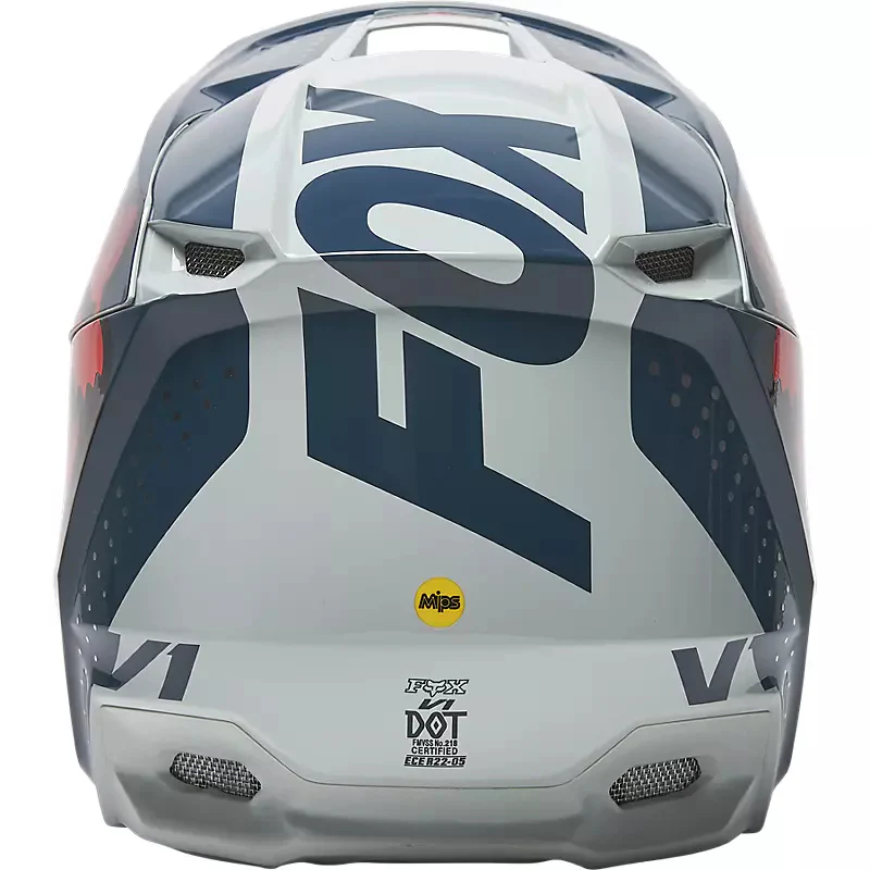 Casco Moto V1 Trice Gris/Naranjo Fox Racing - Image 3
