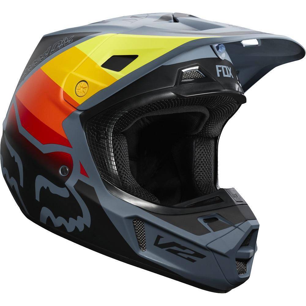Casco Moto V2 Murc Azul Acero Fox Racing.