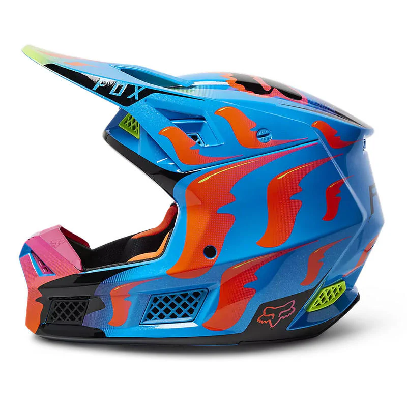 Casco Moto V3 RS Eyeris Celeste/Naranjo Fox - Image 3