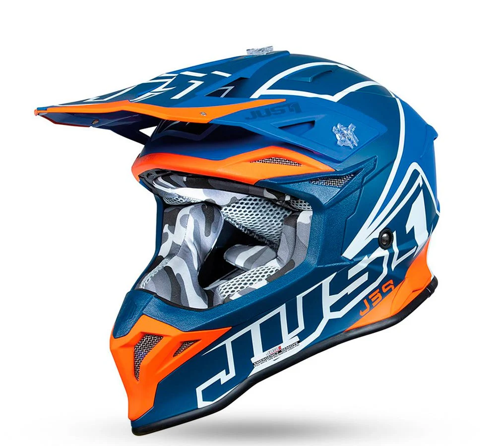 Casco motocross / enduro modelo J-39 Thruster Fluo Orange Blue | Just 1 Racing