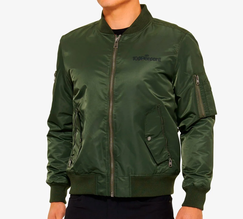 Chaqueta Bomber Zip verde oliva | 100 Percent
