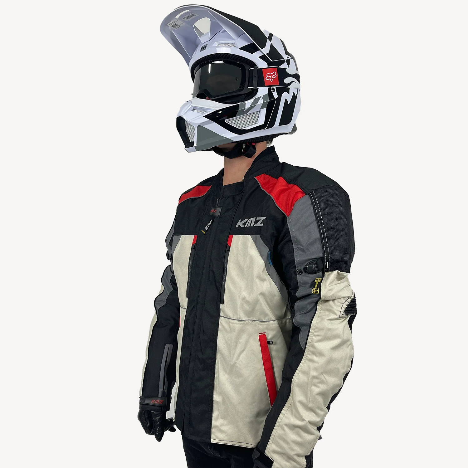 Chaqueta Moto Calle KMZ Reikon Gris/Rojo - Image 3