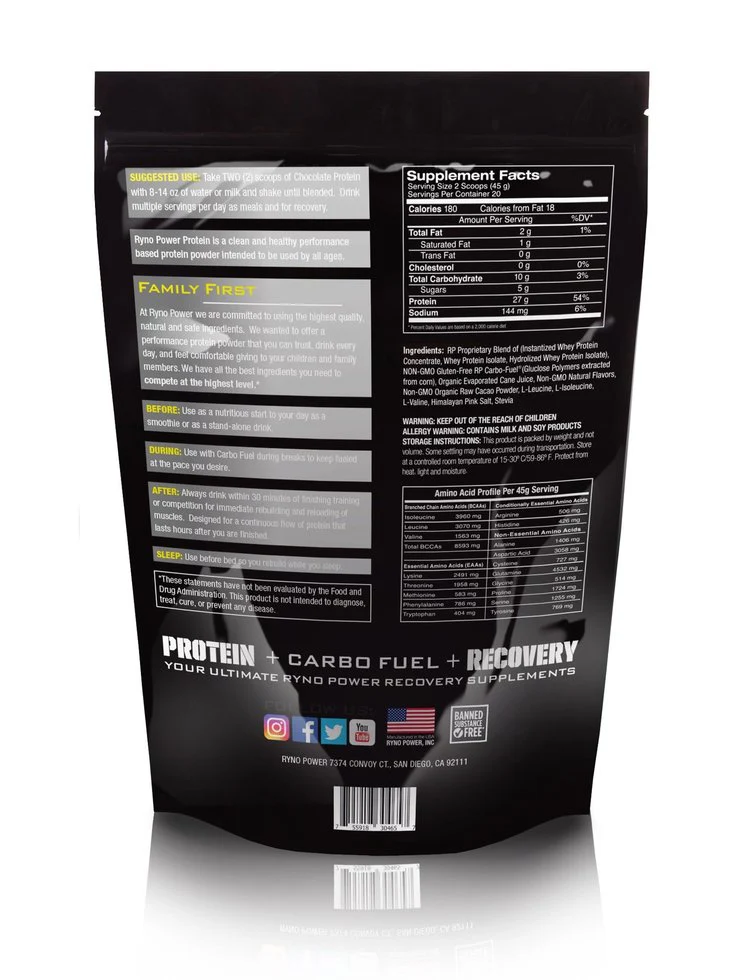 Chocolate Protein Powder 2lb (20 serv) Ryno Power - Image 2