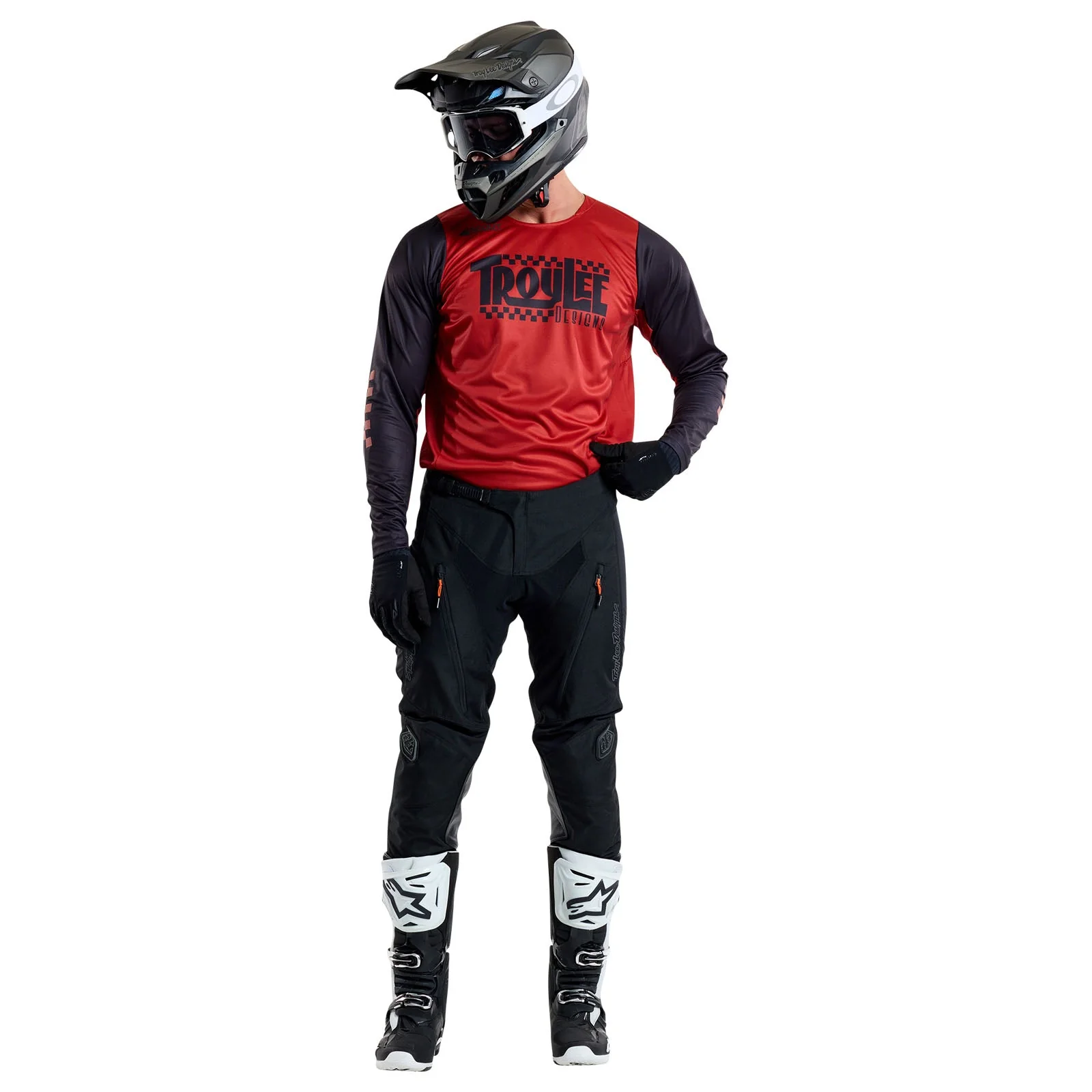 Troy Lee Designs Polera de Moto Scout GP Big Lee Black / Burnt Orange - Image 7