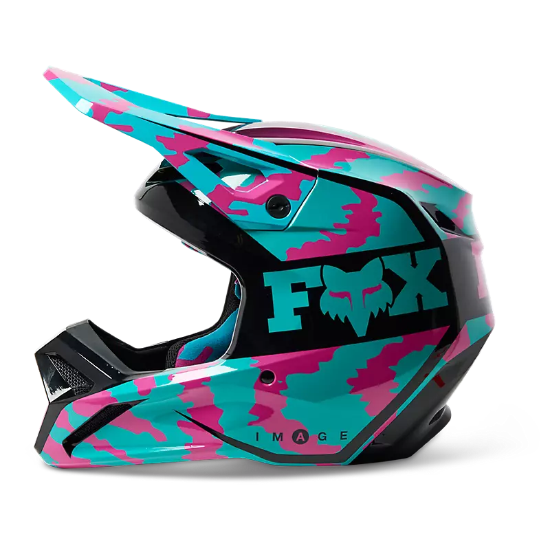 FOX Casco Moto V1 Nuklr Celeste/Rosado - Image 3