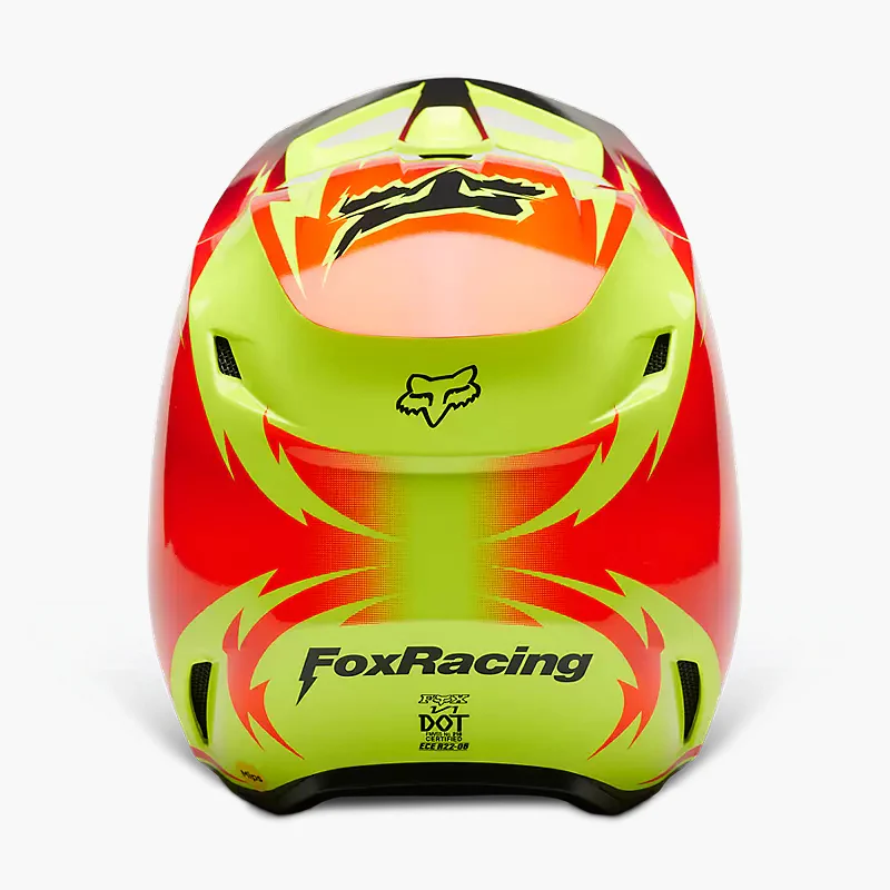 FOX Casco Moto V1 Statk Amarillo/Rojo - Image 4