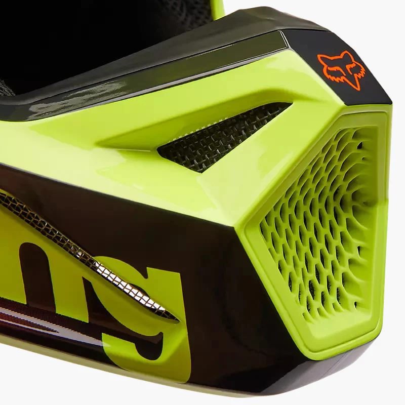 FOX Casco Moto V1 Statk Amarillo/Rojo - Image 8