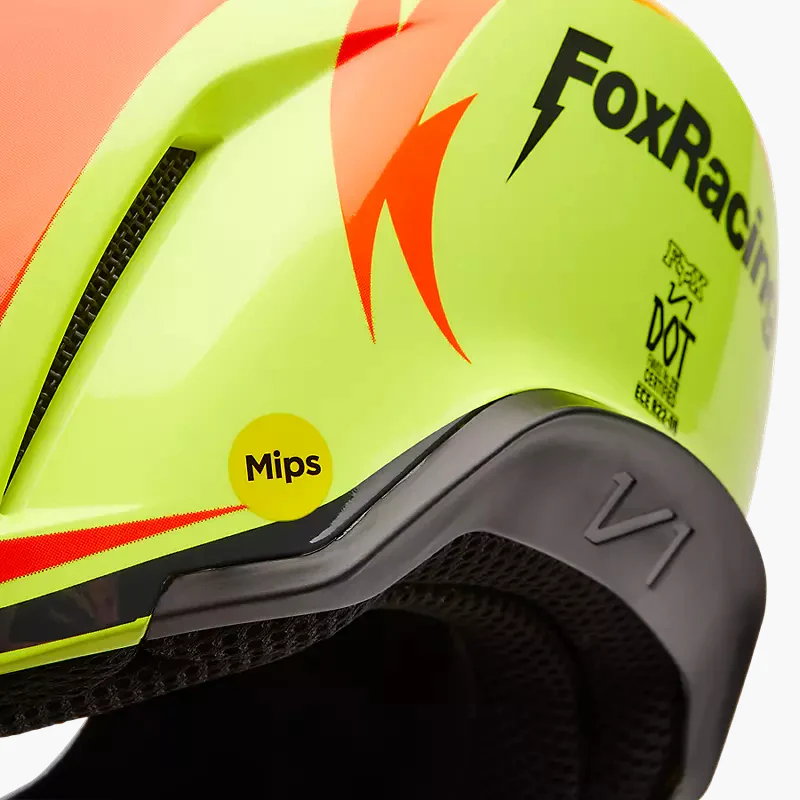 FOX Casco Moto V1 Statk Amarillo/Rojo - Image 9