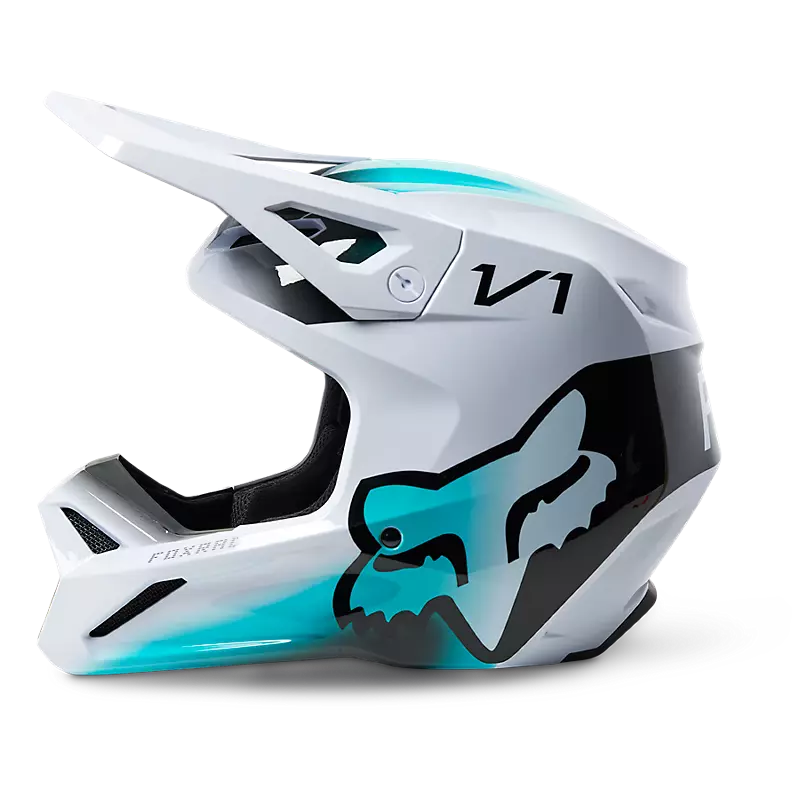 FOX Casco Moto V1 Toxsyk Blanco/Celeste - Image 3
