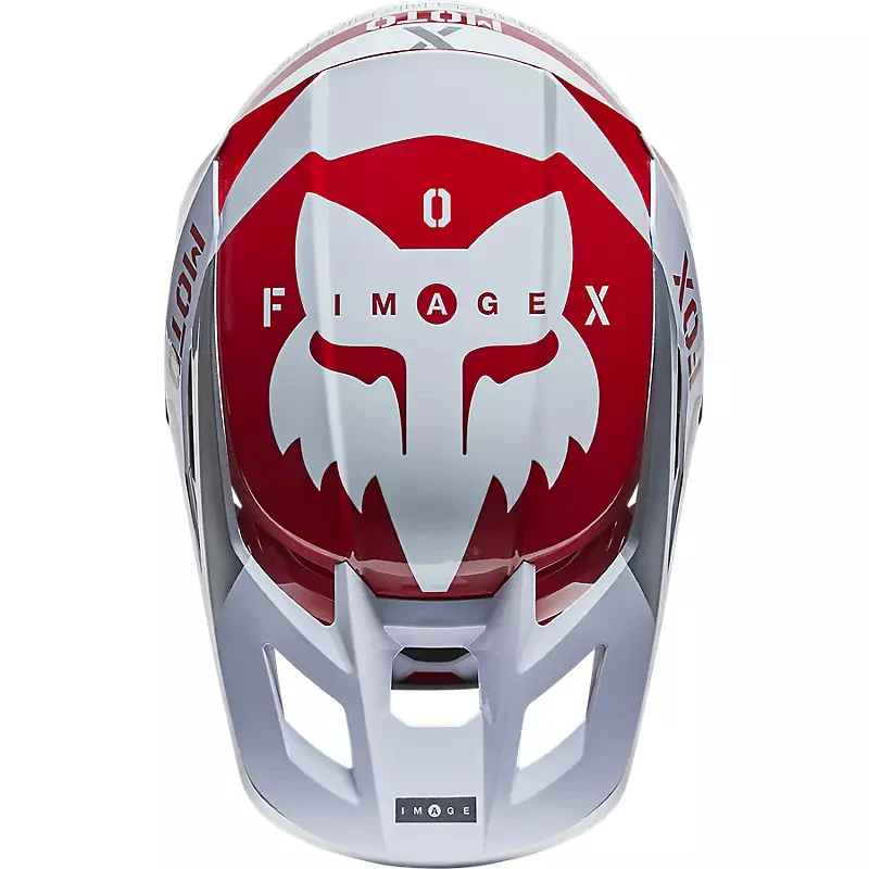 FOX Casco Moto V2 Nobyl Blanco/Rojo - Image 3