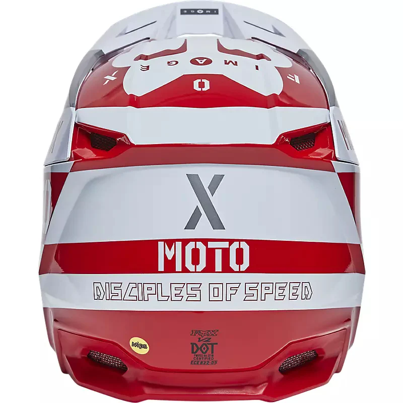 FOX Casco Moto V2 Nobyl Blanco/Rojo - Image 4