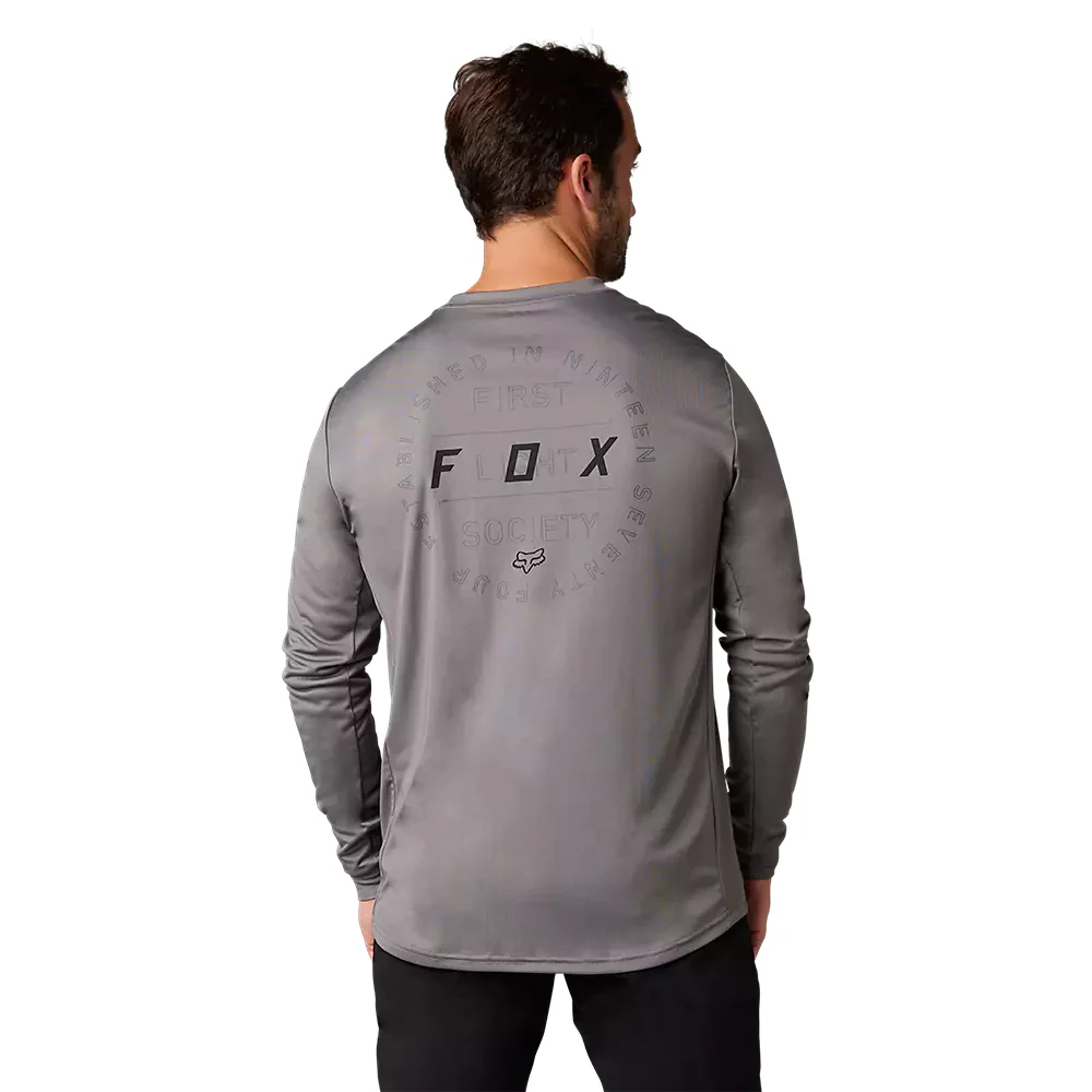 FOX Polera Bicicleta Ranger Font Manga Larga Gris - Image 3