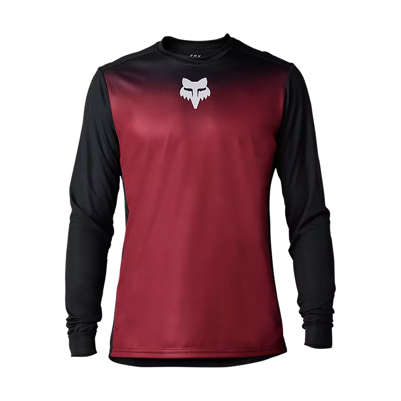 FOX Polera Bicicleta Ranger Keel Manga Larga Negro/Rojo