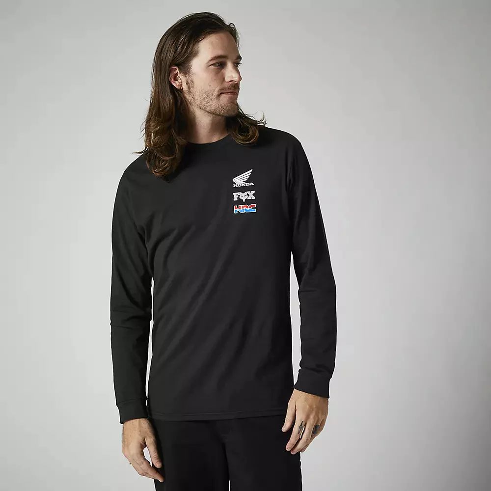 FOX Polera Lifestyle Honda Wing Premium Manga Larga Negro