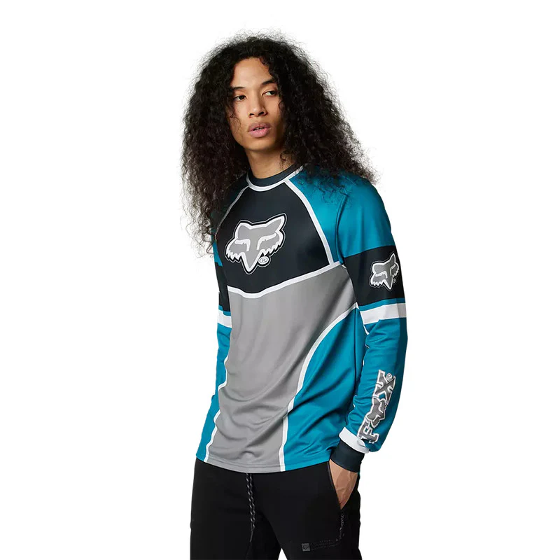 FOX Polera Lifestyle Manga Larga Bayl Celeste/Gris - Image 2