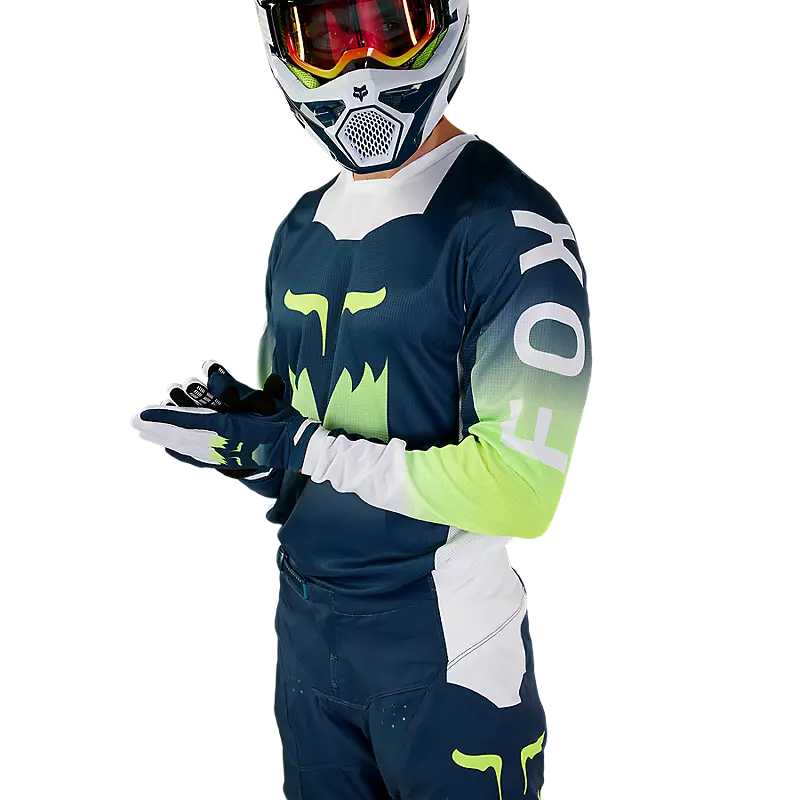 FOX Polera Moto 180 Flora Azul Petroleo - Image 4