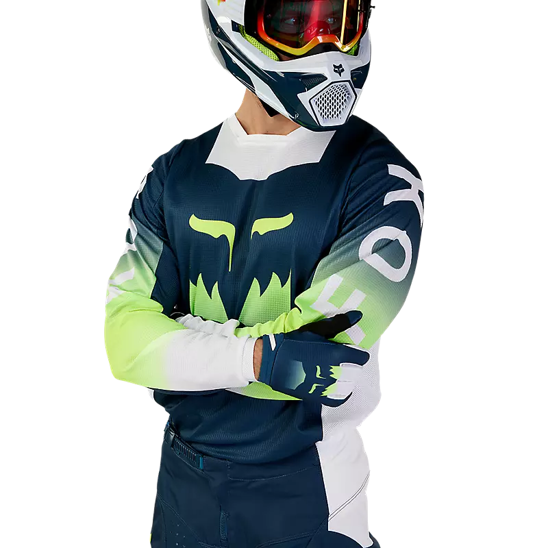 FOX Polera Moto 180 Flora Azul Petroleo - Image 5