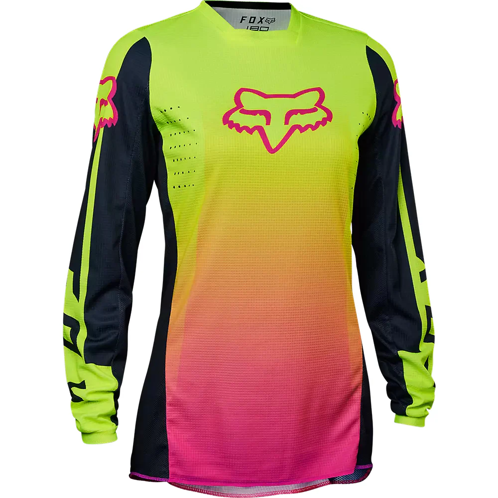 FOX Polera Moto Mujer 180 Leed Rosado/Amarillo