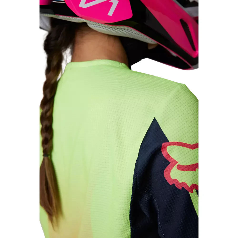 FOX Polera Moto Mujer 180 Leed Rosado/Amarillo - Image 6