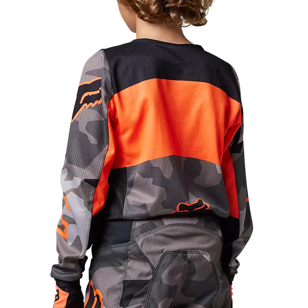 FOX Polera Moto Niño 180 BKNR Camo Gris/Naranjo - Image 2