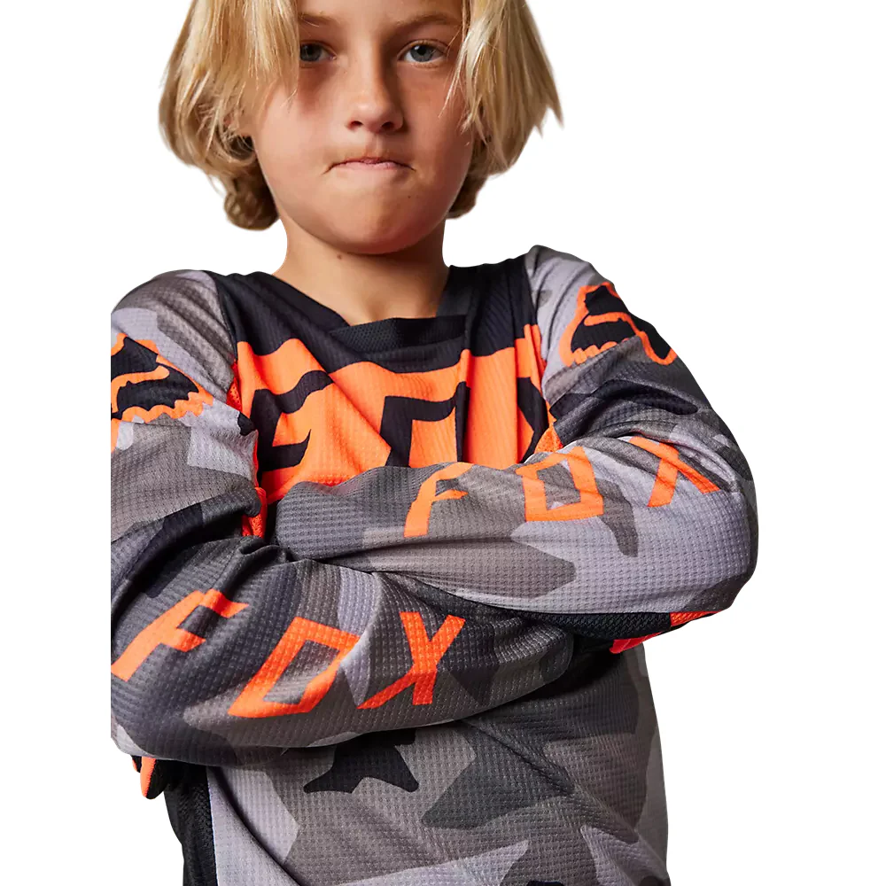 FOX Polera Moto Niño 180 BKNR Camo Gris/Naranjo - Image 4