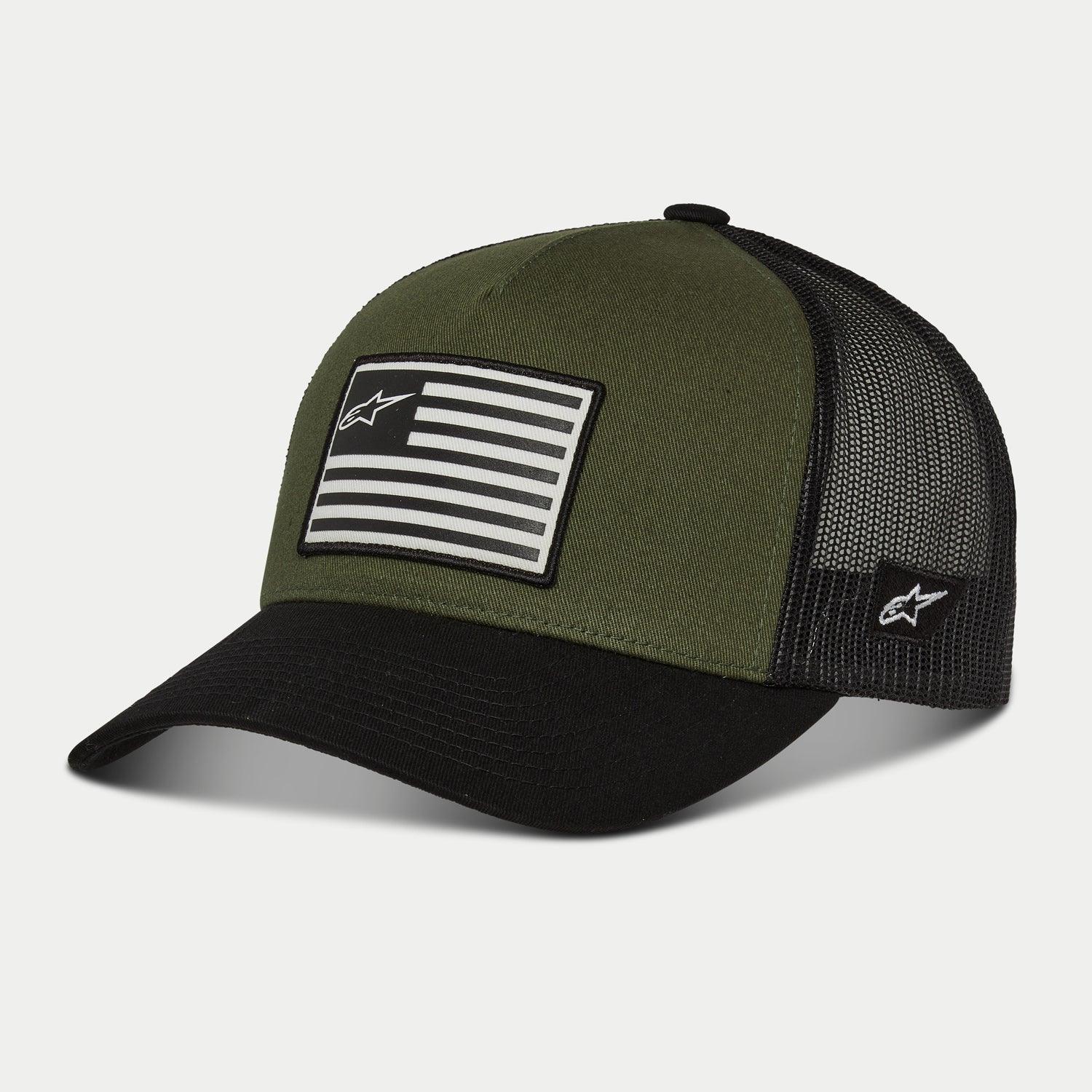 Gorro Alpinestars Flag Snapback Verde Militar/Negro