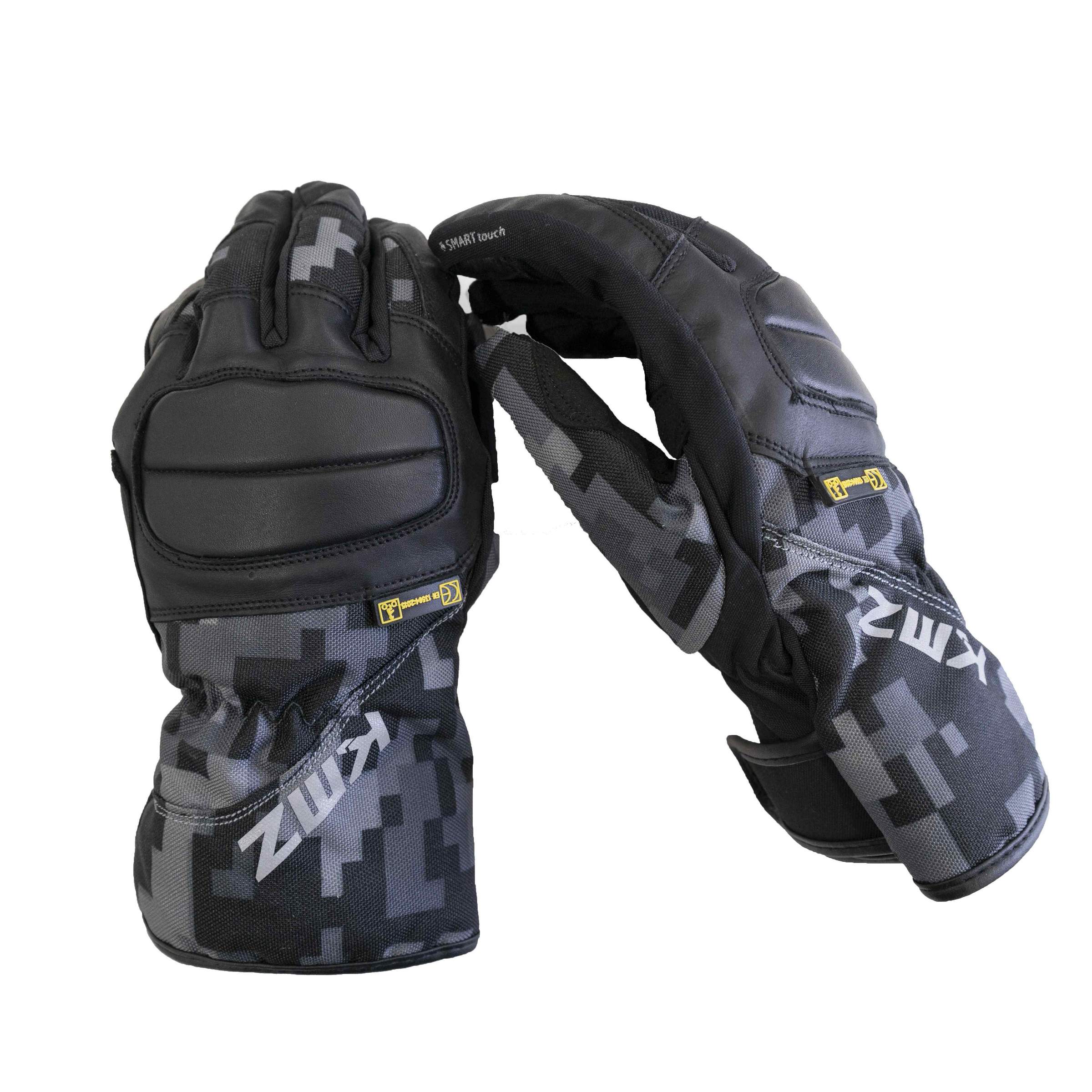 Guantes Moto Iran Negro/Gris Camo KMZ - Image 3