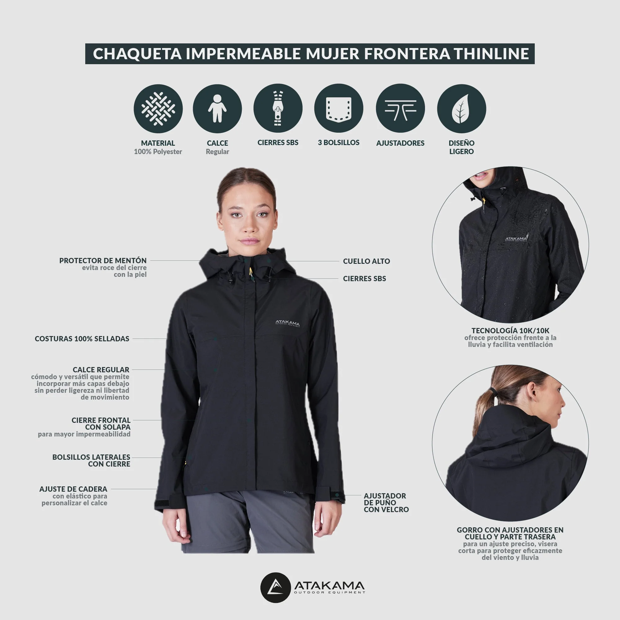 Chaqueta Cortaviento Impermeable Mujer Frontera Thinline - Image 7