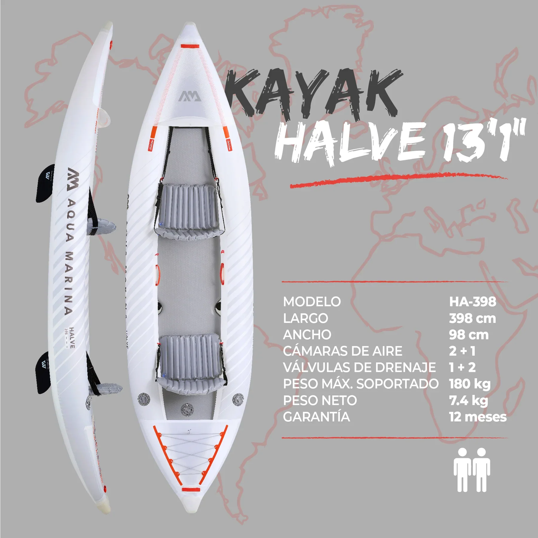 Kayak Ultraliviano Aqua Marina Halve Single / Doble Blanco - Image 3