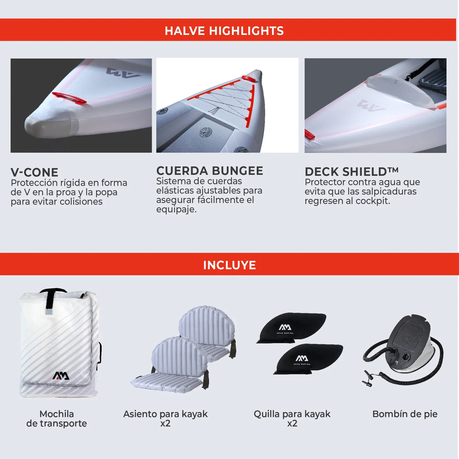 Kayak Ultraliviano Aqua Marina Halve Single / Doble Blanco - Image 8