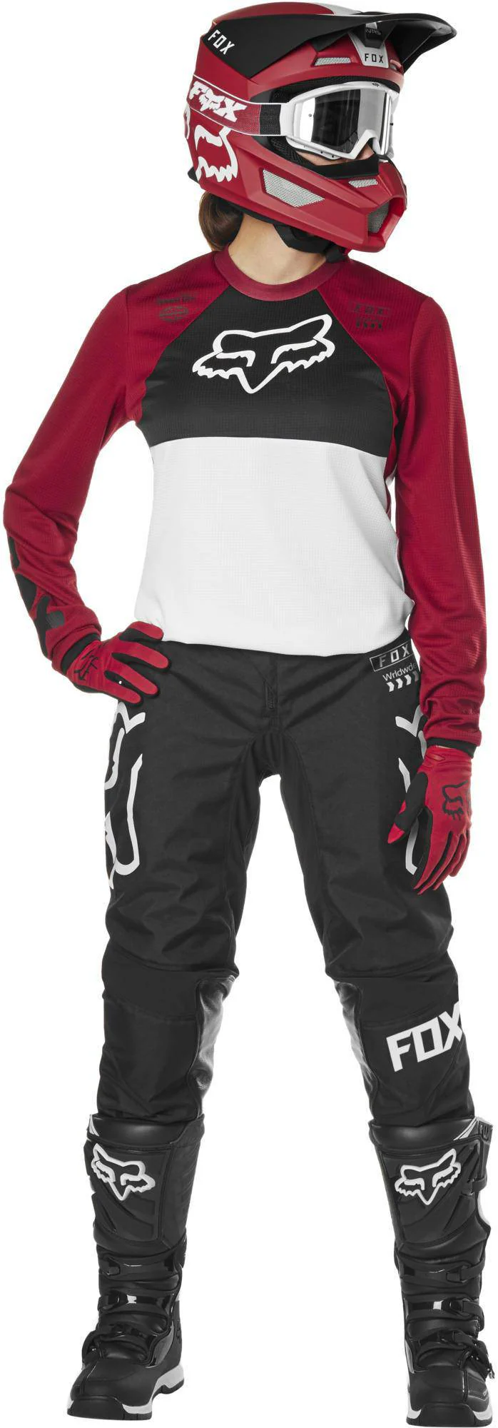 Pantalon Moto Mujer 180 Mata Negro Blanco Fox Racing. - Image 2