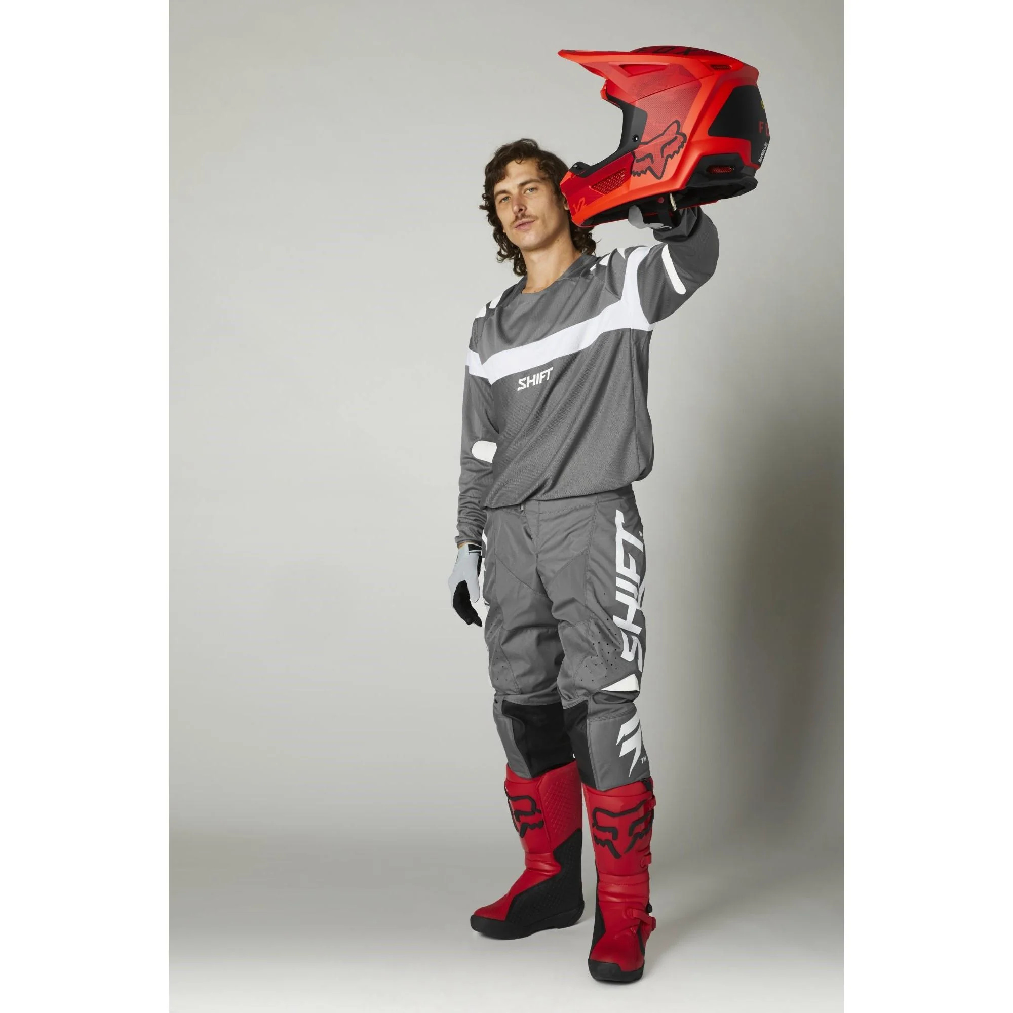 Pantalon Moto Whit3 Label Trac Gris/Blanco Shift - Image 2