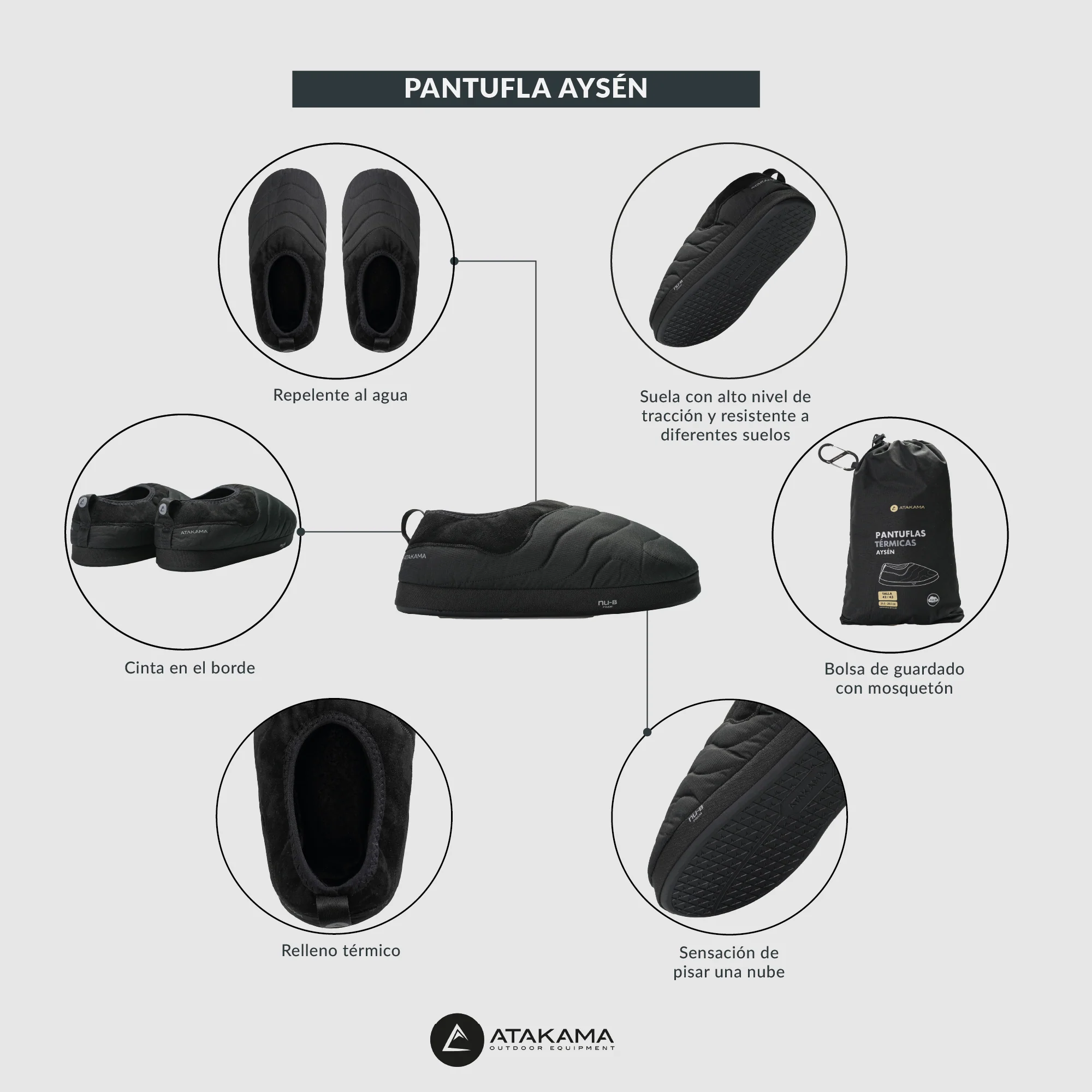 Pantuflas térmicas Aysen Nu-B Foam Negro - Image 9
